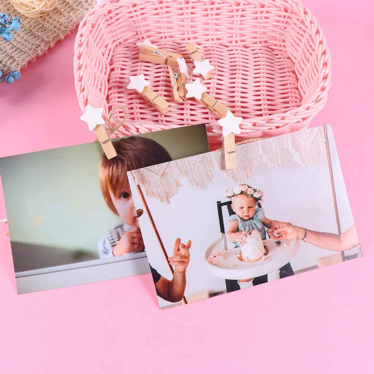 

100pcs 35cm Wood Clip Clamp Photo Mini Clip Star Shape Message Note Memo Clip (White)