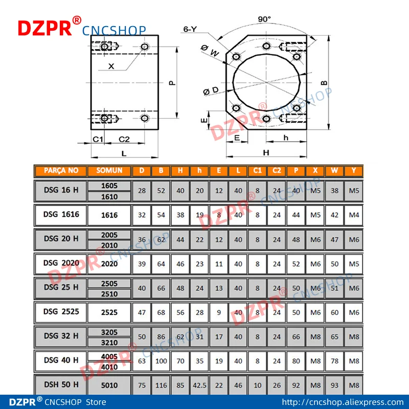 Ball screw Nut housing bracket Ballscrew Housing for 4005 4010 DSG40H |
