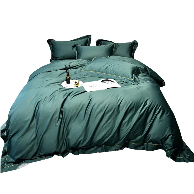 

Italy 140 Egyptian Long-Staple Cotton Satin Four-Piece Cotton Embroidered Plain Bedding