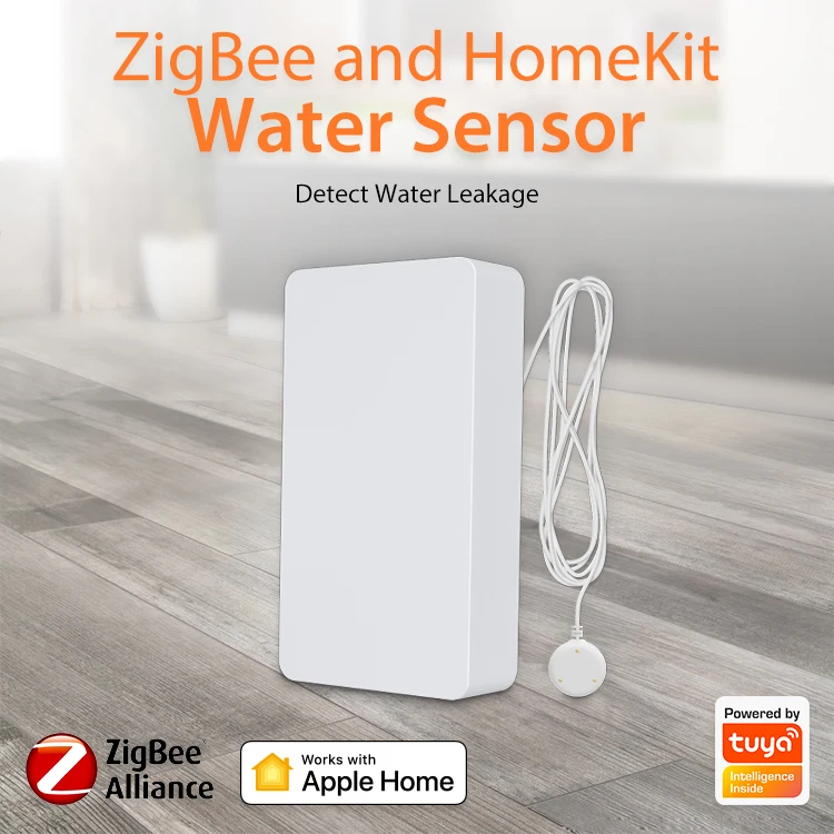 

Беспроводной датчик утечки воды Tuya Zigbee, детектор для систем сигнализации и автоматизации умного дома, работает с приложением Apple Homekit