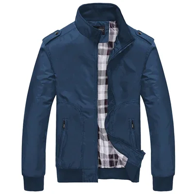 

Mens Jackets Spring Autumn Solid Color Casual Coats Mens Sportswear Stand Collar Slim Jackets Male Bomber Jackets 4XL