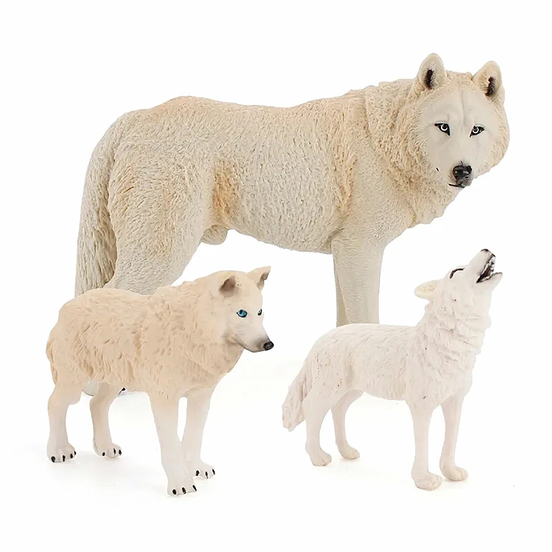 

3pcs/lot Simulation Wolf Animal Model Toy Set Animal Toy Puzzle Ornament Toy Doll Boy Gift For kids