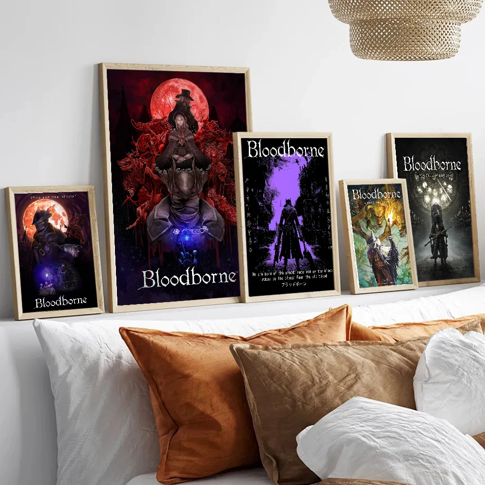 Классические винтажные постеры для видеоигр с принтом в виде крови