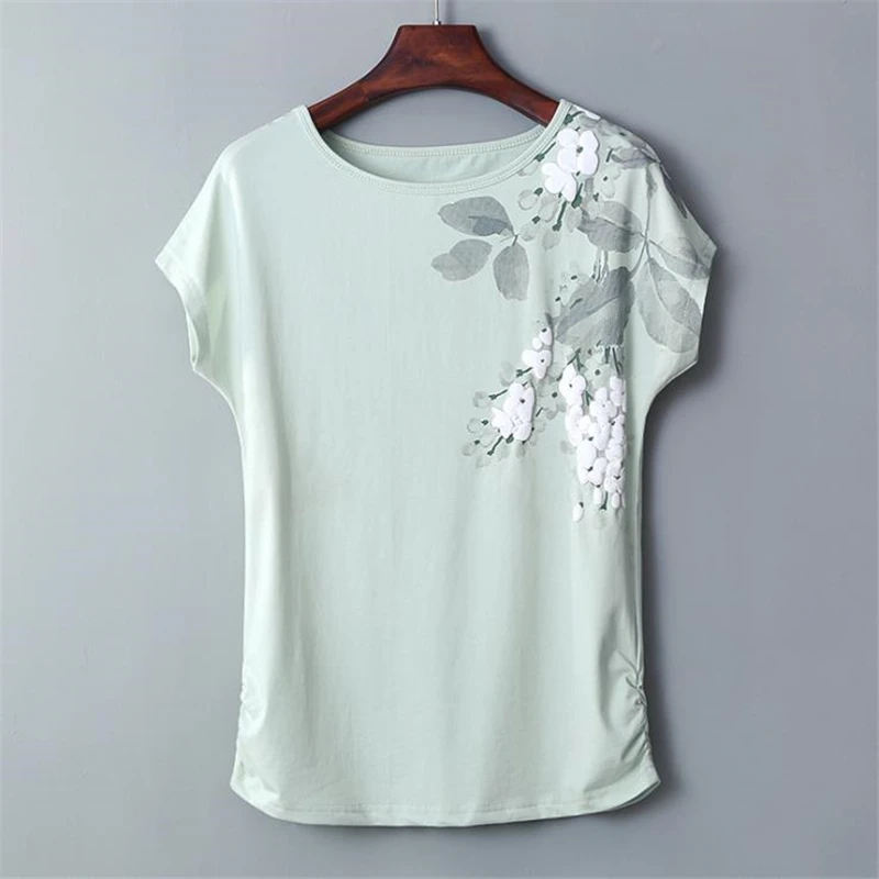 

Female Hedging Slim Tops Lady Stretch Print Tees Loose Arriba Top Camiseta Woman Summer Hot Sale 96% Cotton T-shirts