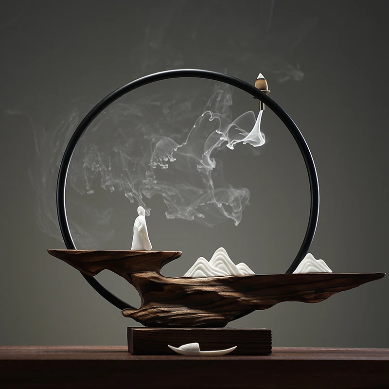 

Stand Oil Backflow Incense Burner Zen Garden Censer Evaporator Melting Incense Burner Humidifier Quemador De Incienso Home Decor