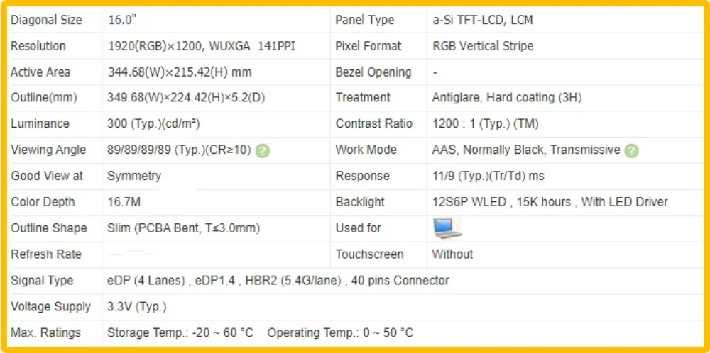 N160JME-GEK N160JME GEK FHD 1920x1200 16 0-дюймовый ЖК-дисплей для ноутбука IPS без сенсорной панели