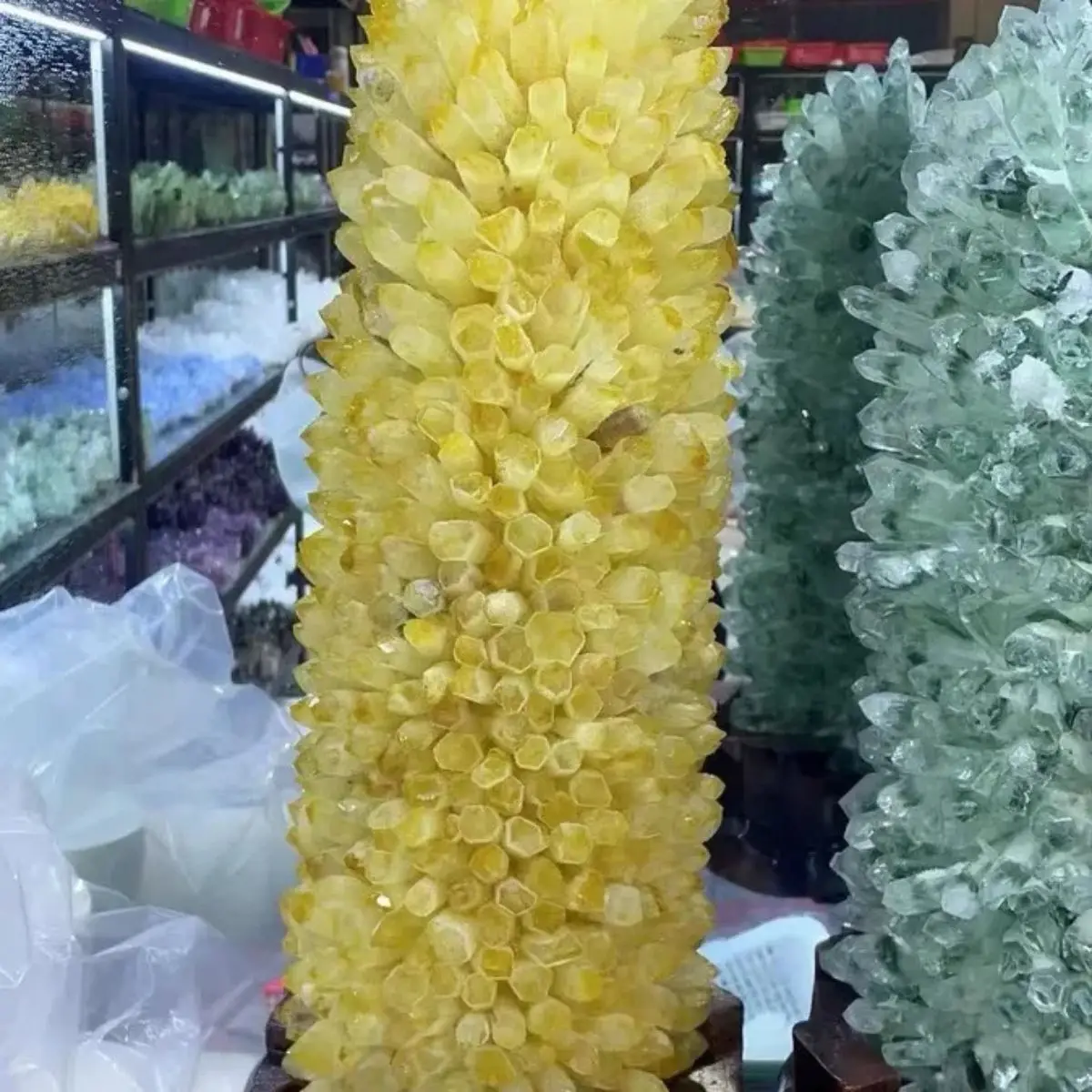 15Kg Natural Green Crystal Cluster Ornaments Degaussing Air Purification Radiation Protection Living Room Office Opening Gifts