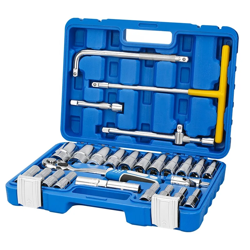 Professional Customized 28pcs 72teeth Universal Socket Wrench Tools Hand Tool Box With Mechanics