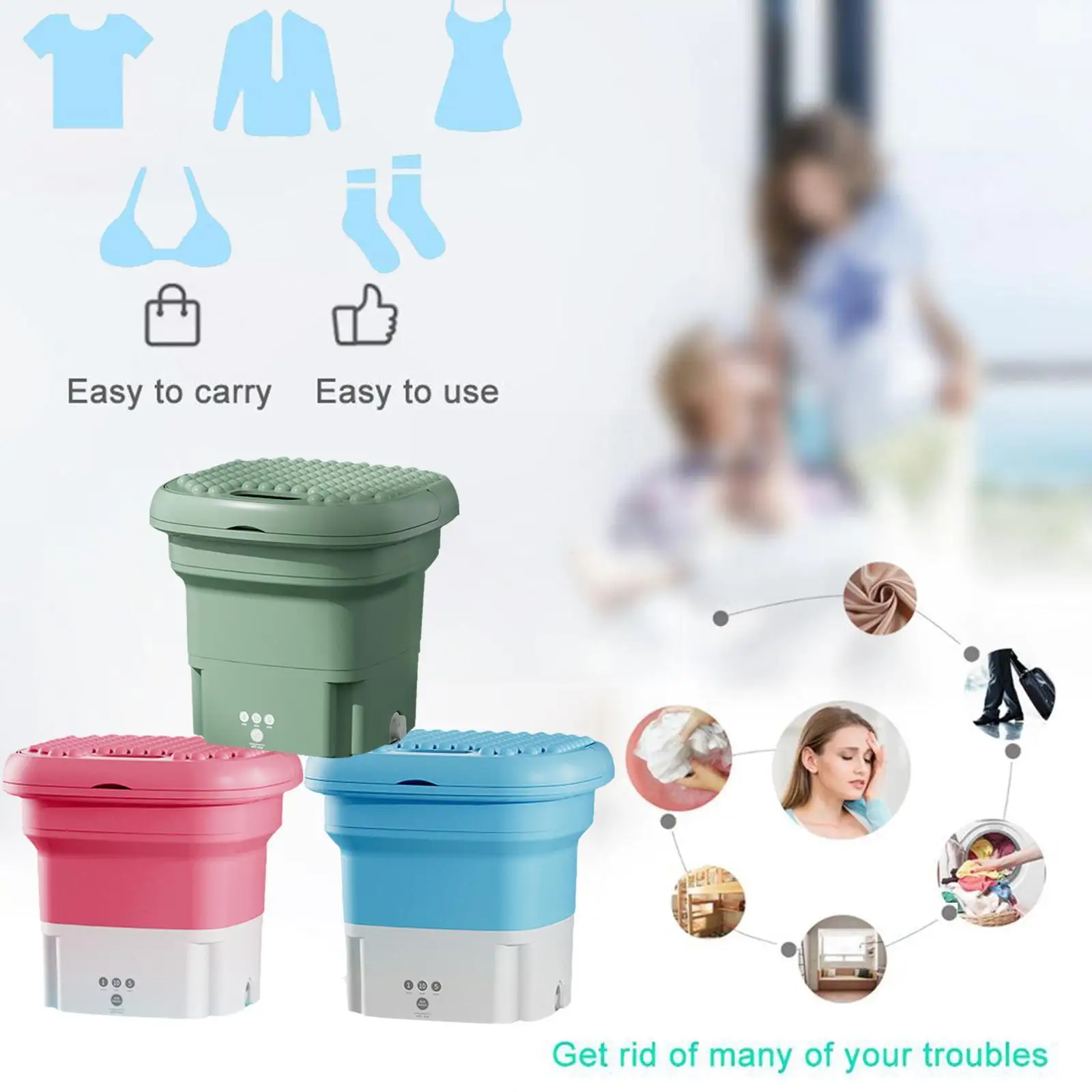 

Portable Mini Folding Washing Machine Can Dehydrate Artifact Household Student Socks Small Lazy Underwear Washing Underwear W7k9