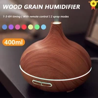 400ml aroma diffuser essential oil diffuser with remote control ultrasonic wood grain air humidifier 7 color light for home