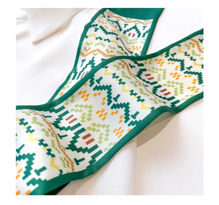 Женский шарф с мозаичным мультяшным рисунком маленький шелковый повязка для