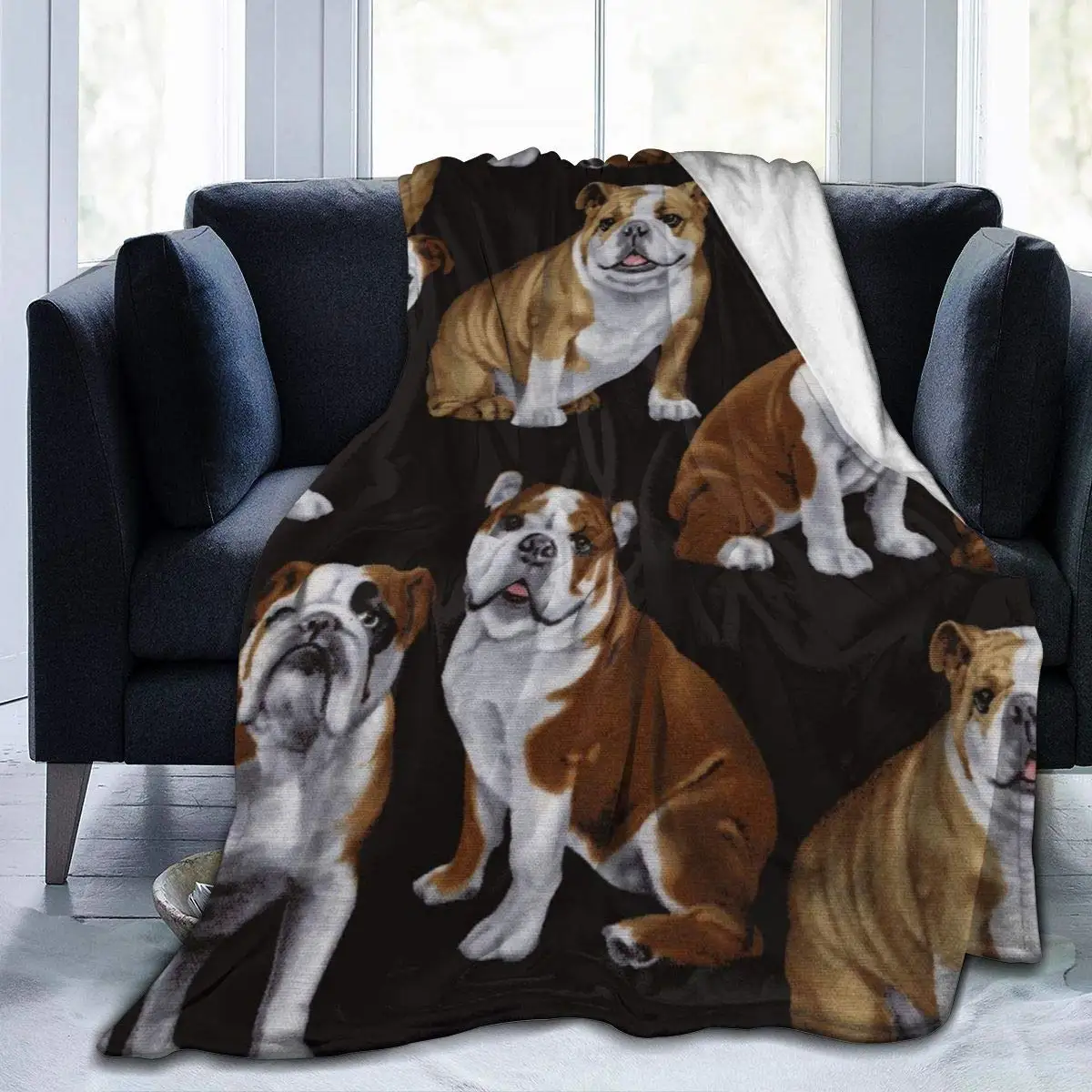 

English BullDogs Throw Blanket Ultra-Soft Micro Warm Flannel Blanket Bed Blanket for Sofa Couch,All Seasons Premium Bed Blanket