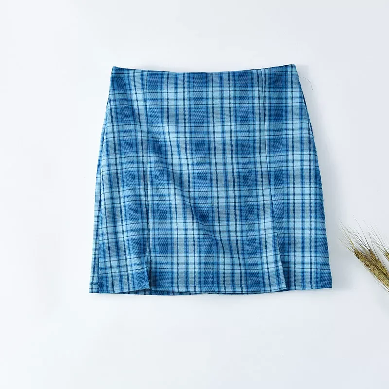 

Женская облегающая трапециевидная мини-юбка с высокой талией, в клетку