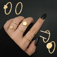 6pcs set fashion geometry ring set mens and womens rings alloy ring simplicity tide ring jewelry