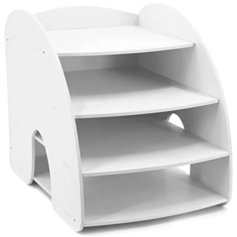 

Desktop File Rack 4-Layer Folder Rack File Classification Finishing Home Office Classroom Desktop Paper Organizer White