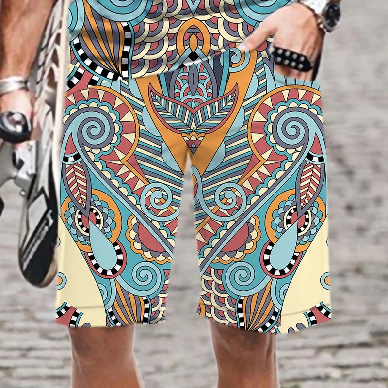 Men's Shorts Swimming Retro Ethnic Fashion Comfortable Men/Women Man Oversized Beach Streetwear Summer Cool Pattern 3D Printed