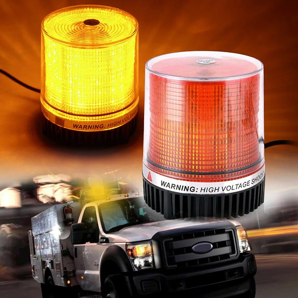 

Amber Rotating Beacon LED Strobe Warning Light 12-24V Engineering Car Roof Magnetic Hazard 9 Flash Emergency Traffic Signal Lamp