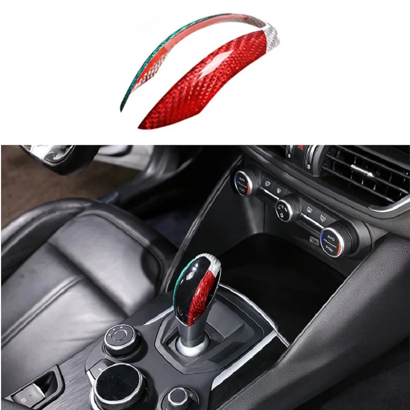 

Real Carbon Fiber Car Gear Shift Knob Head Cover Trim Car Accessories For Alfa Romeo Giulia Stelvio 2017-2019