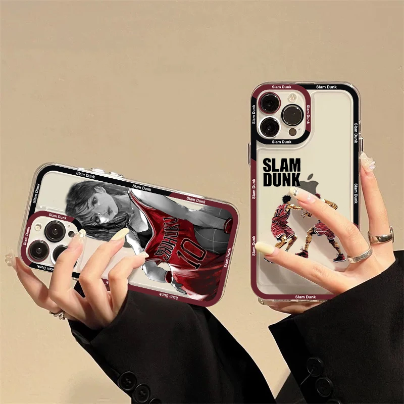

Cute Cartoon Slam Dunk Phone Case For IPhone 14 13 12 11 Pro Max Mini X Xs XR 6 7 8 Plus SE 2020 Transparent Case