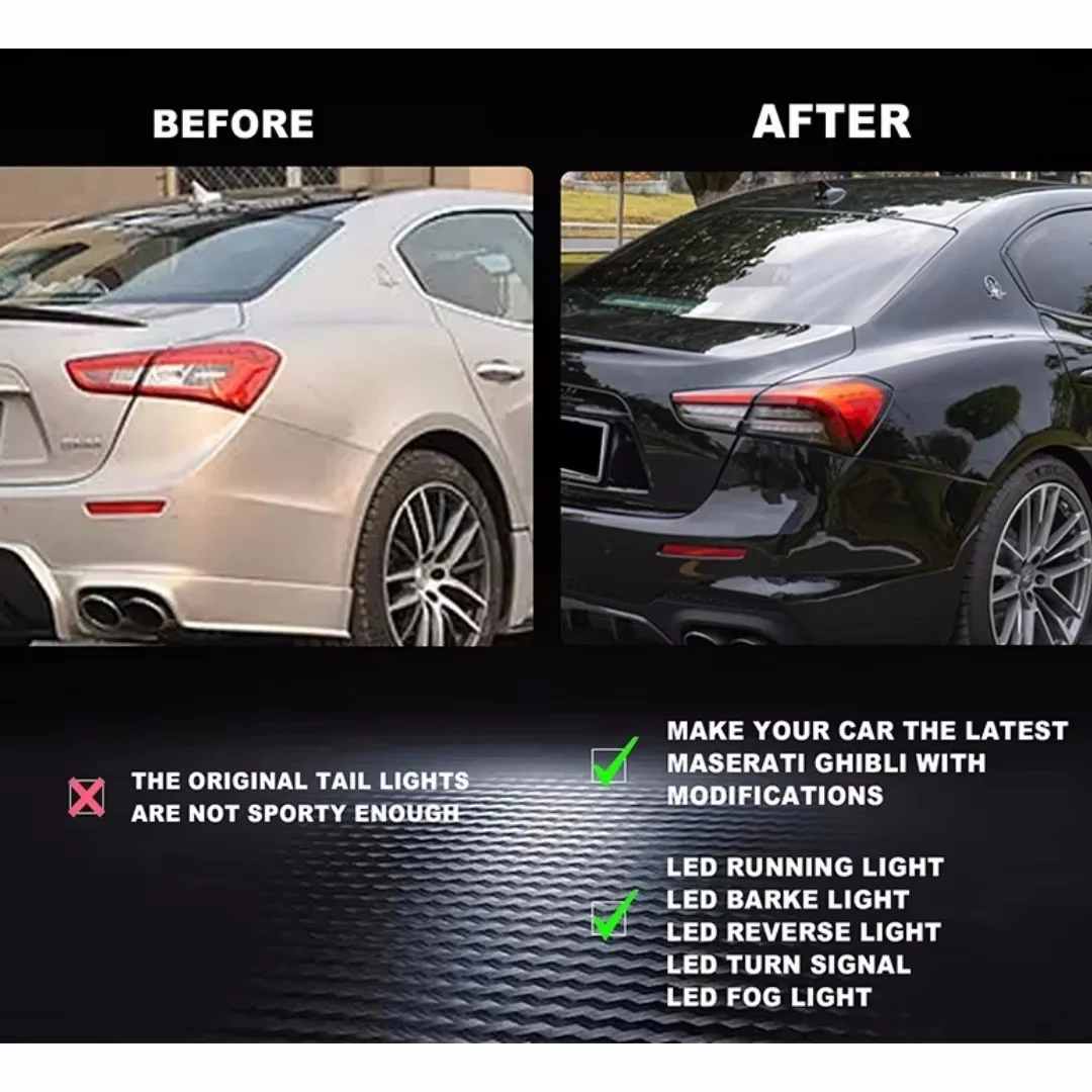 Светодиодный задний фонарь для Maserati Ghibli 2014-2022 обновленный в сборе DRL указатель