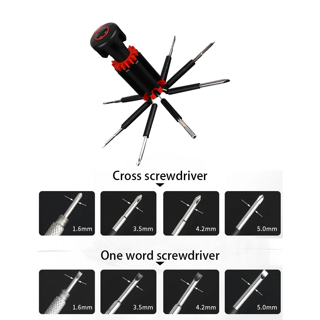 

Screw Driver Repair Tool Car Supplies Vehicle Accessories Camping Practical Compact Size 8 in 1 Outdoor Wrench