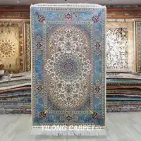 3'x5' Antique Hand Knotted Silk Carpet Exquisite Blue Oriental Rugs For Sale (ZQG686A)