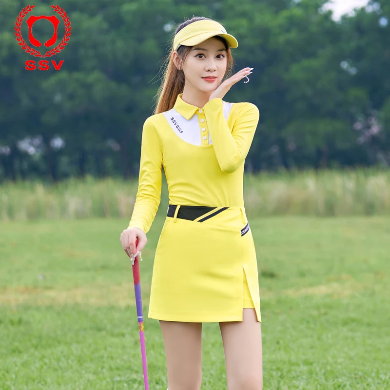 Golf Ladies Suit Spring Autumn Long Sleeve T-shirt for Women Breathable Slim Sports Shirts Ladies Top Jersey Short Skirt