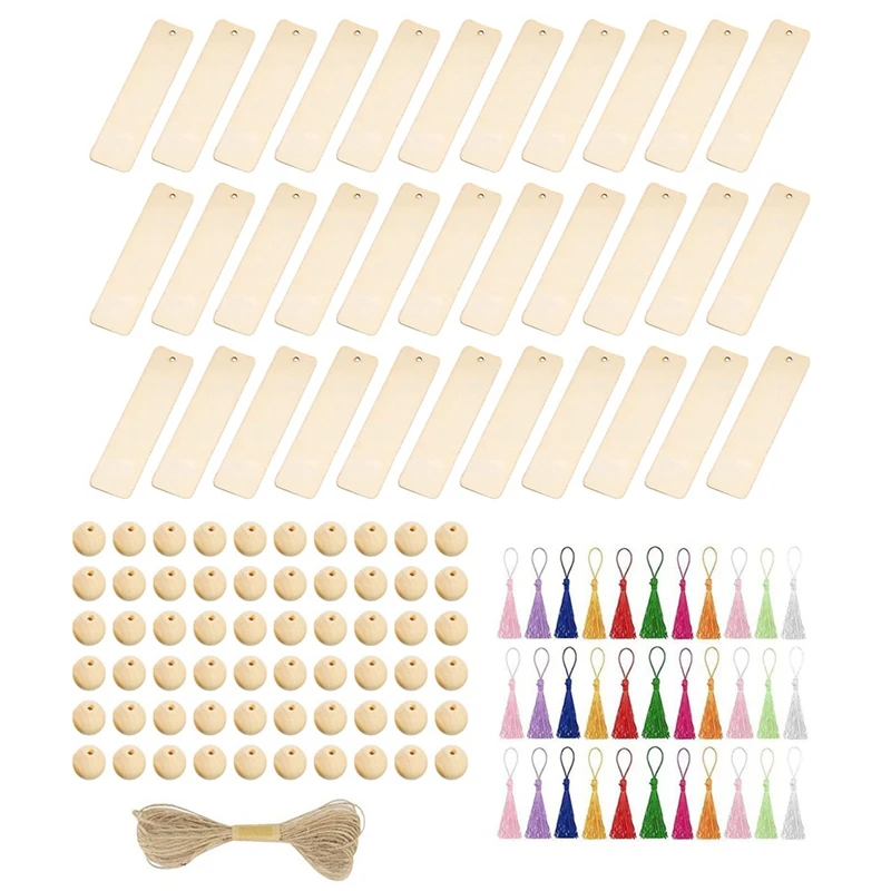 

1Set Unfinished Wood Bookmark Wooden Bookmarks DIY Bookmarks With Colorful Tassels