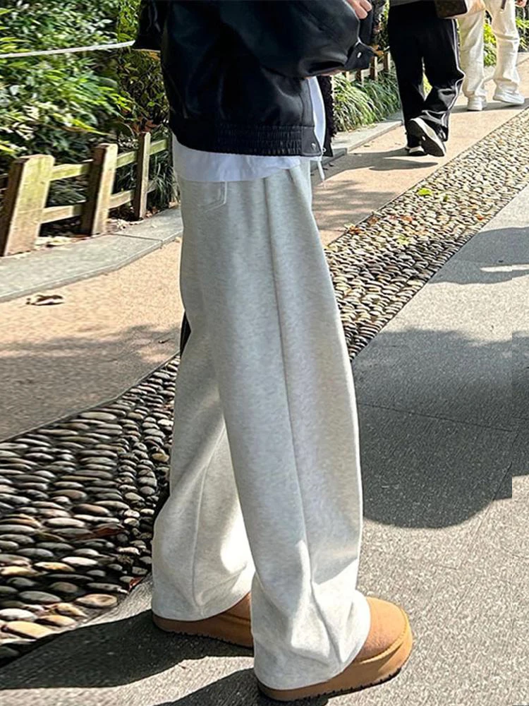 Вокальные светло-серые американские прямые спортивные штаны мужские осенние и