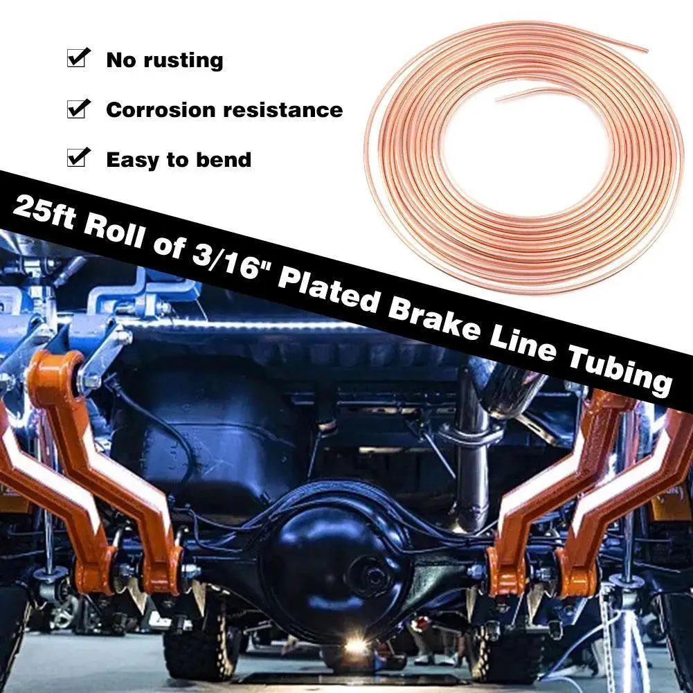 25 Inch OD Copper Nickel Brake Pipe Hose Line Piping Tube Tubing Silver Zinc With 16 Pcs Nuts |
