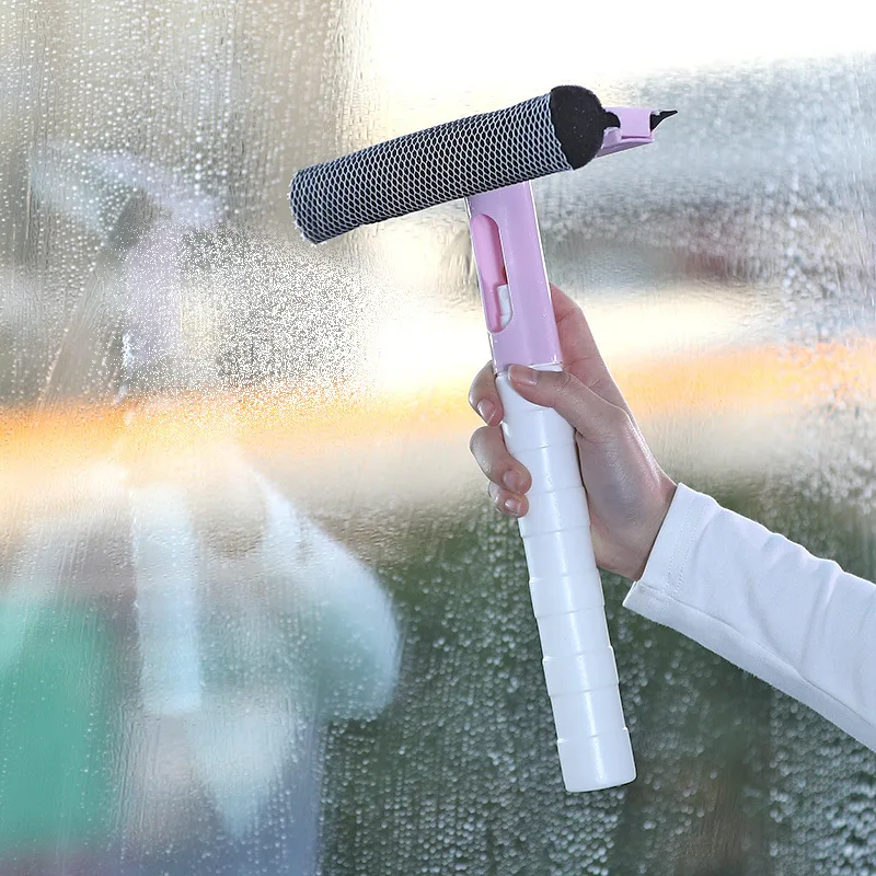 

Window Glass Cleaning Tool Double-sided Disassemble Rod Window Cleaner Scraper Mop Squeegee Wiper with Water Spray Bottle