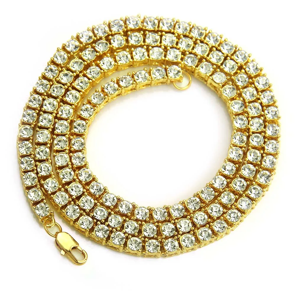 

Hip-hop Men's Explosive Hip-hop 1 Row Diamond Alloy Necklace Diamond Single Row Ice Buckles King Tennis Necklace Diamond