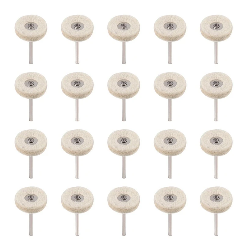 

20PCS Wool Felt Polishing Buffing Wheel Bits T-Shaped Rotary Drill Grinder Wheel Rotary Tool Polishing Pad 3X25mm