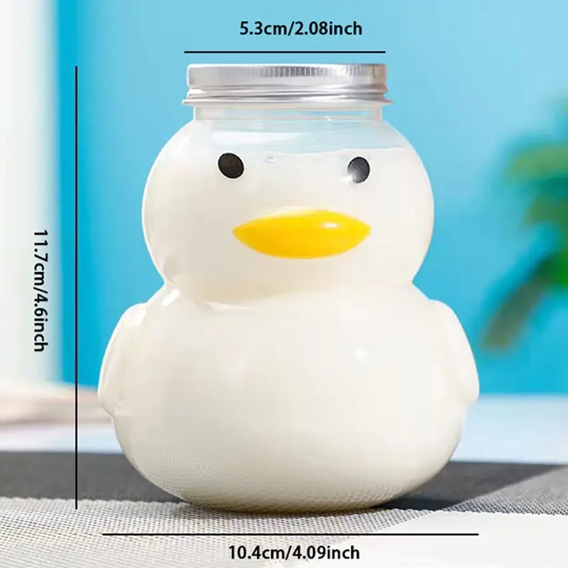 500ML Milk Fruit Water Cup Cartoon Duck Beverage Bottle Disposable Yogurt Food Grade Clear Plastic Bottle Tea Shop Juice Bottle