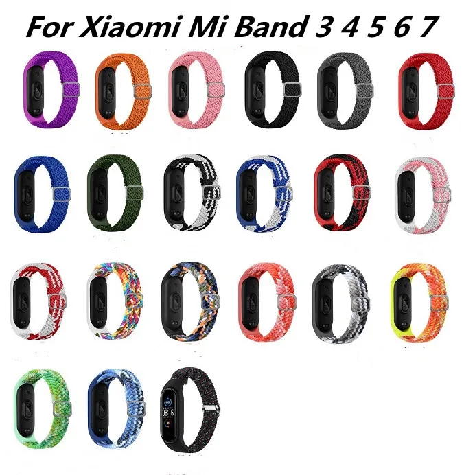 

Ремешок нейлоновый для Xiaomi Mi Band 3 4 5 6 7 47 мм, браслет-петля для Xiaomi Mi Band 3 4 5 6 7, аксессуары для часов