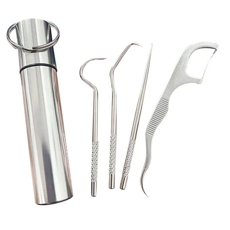 

1Set Metal Stainless Steel Oral Cleaning Tooth Flossing Artifact Portable Pendant Toothpick Tube Stronger Dental Floss