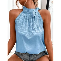 womens spring summer 2022 newest sexy shirt clothing for female lace up pullover solid color sleeveless t shirt office lady top