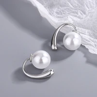 new fashion simple stylish charm stud earrings for women smooth shiny pearls geometric earring pierce accessory wedding earrings