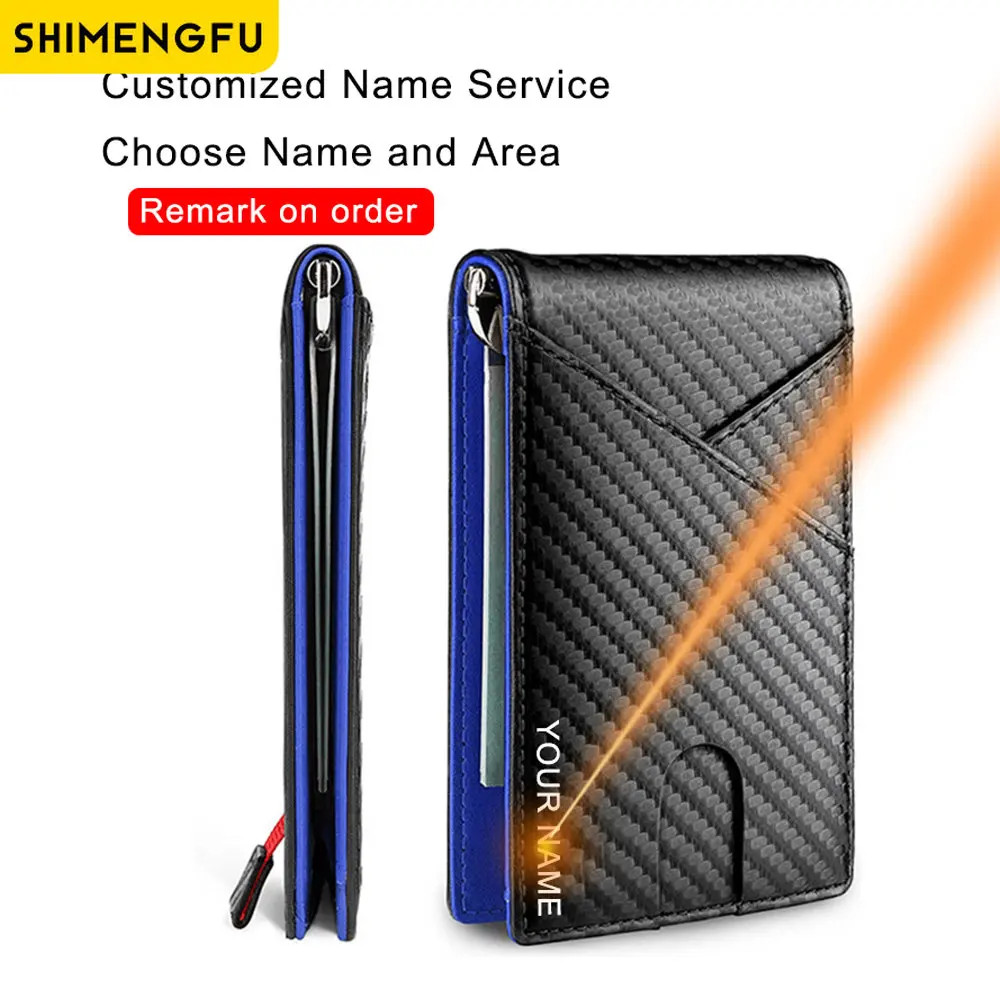 SHIMENGFU Carbon Fiber Rfid Men Wallet Money Bag Slim Thin Card Man Wallet Luxury Male Small Short Purse Bi-fold Vallet Billfold