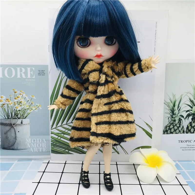 

1 шт./компл. длинное мягкое меховое пальто, платье для куклы Blyth, зимние теплые аксессуары для куклы Барби, 30 см, игрушка в подарок