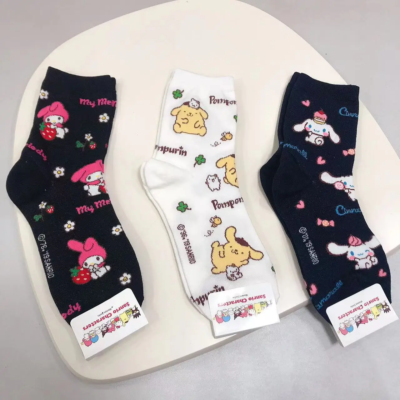 

Kawaii Sanrioed Anime Cartoon series Cinnamonll BAD BADTZ-MARU Pudding dog HelloKitty Fashion cute girl socks birthday gift