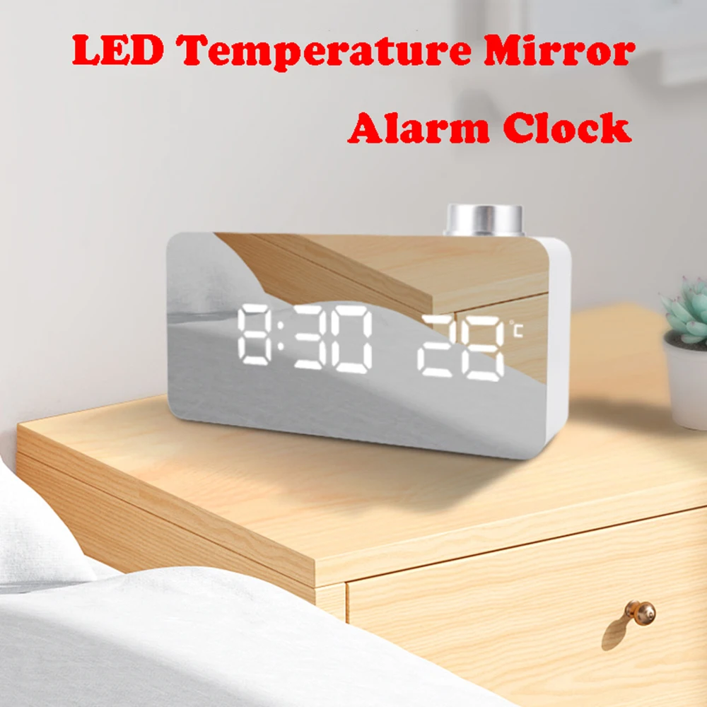 

Clock With Backlight LED Digital Alarm Clocks Timer Snooze Temperature Display Home Decoration Mirror Creative Knob Switch