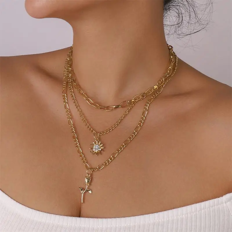 

2 Pcs Vintage Necklace Neck Chain Women Multi-layered Jewelry Accessories Gifts Choker Fashion Butterfly Pendant Necklaces