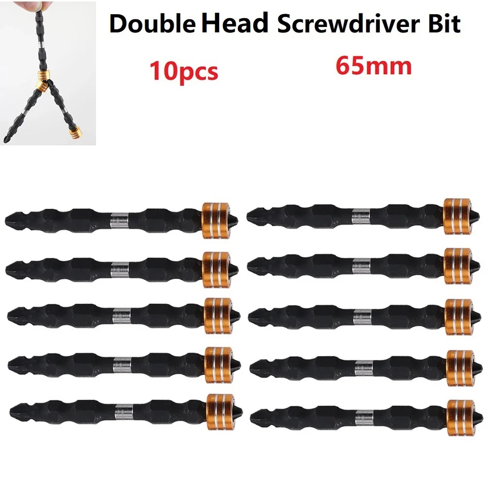 

10PCS Screwdriver Bit Magnetic Ring Double Head Cross S2 65mm Hex Shank Electric Driver Precision Impact Driver Magnetic Ring
