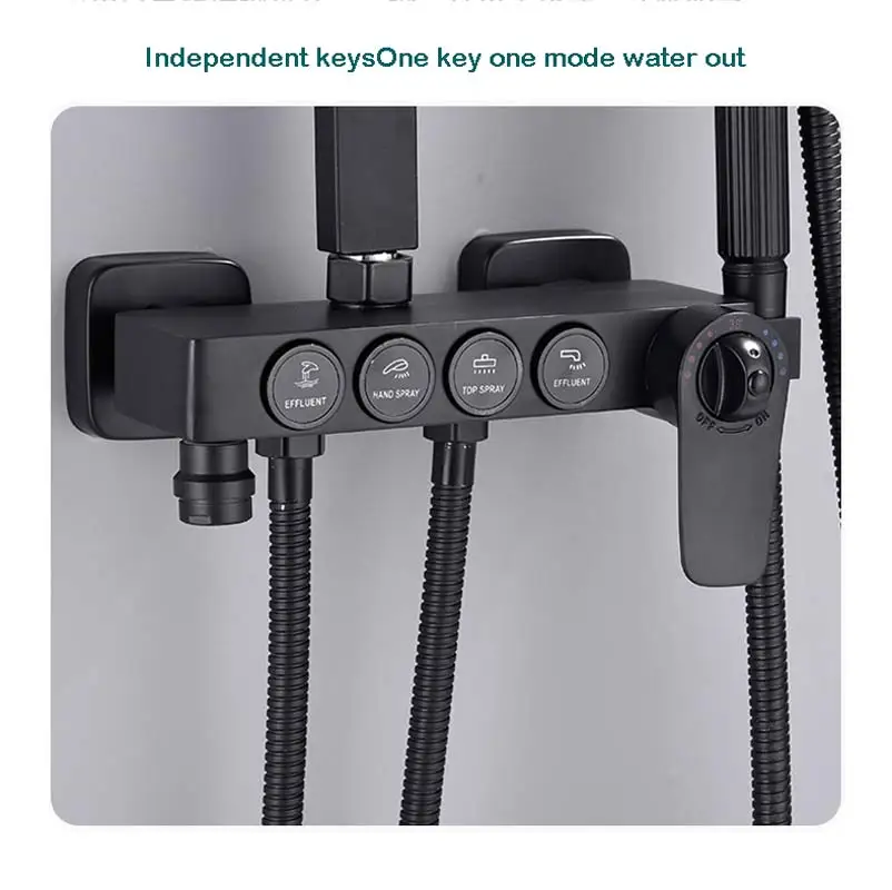 Bathroom shower system black full copper 3-speed button thermostatic set multi-speed hand-held AE02XC-05 |
