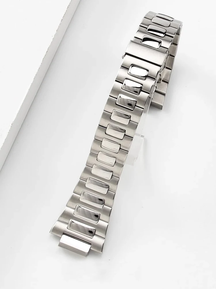 Фото Для Patek Philippe Nautilus ремешок для ручных часов, стальной 5711 5726, прецизионная стальная мужская цепочка для часов с ремешком 25-13 мм с приподнятым ртом №3