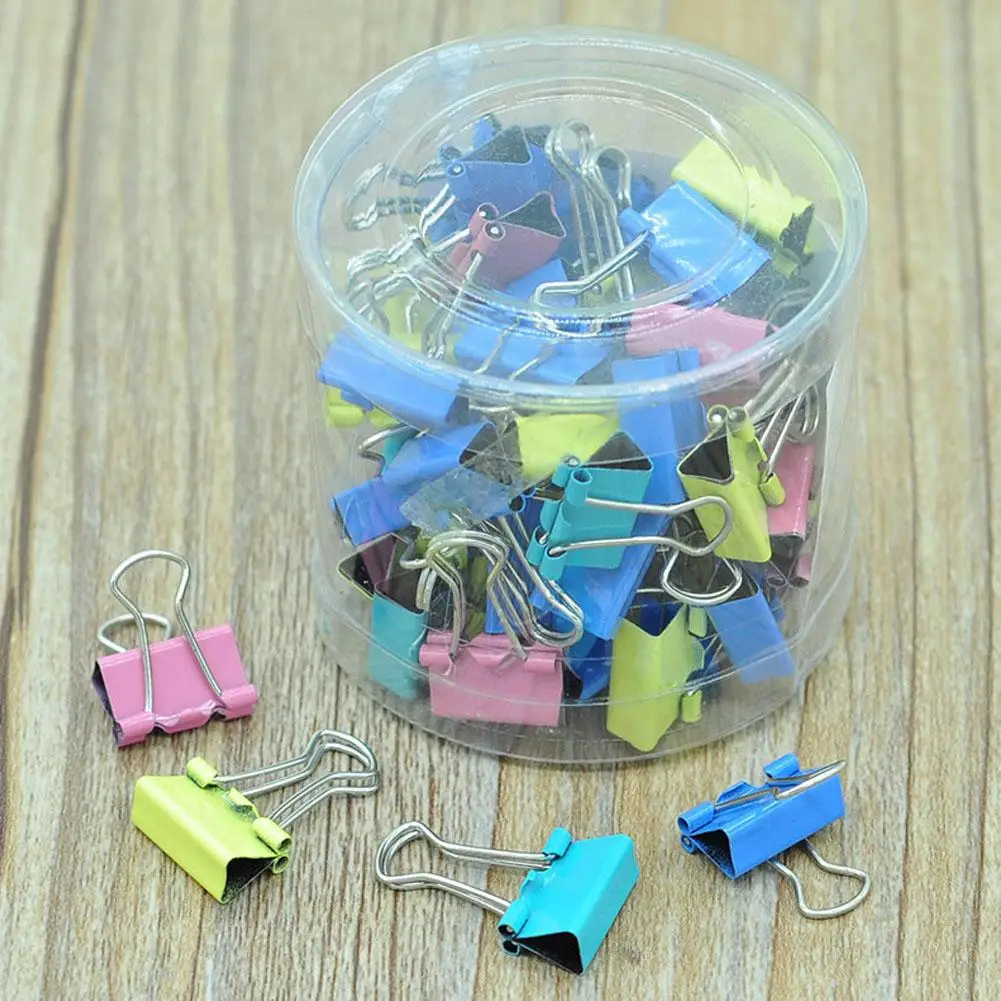 

60PCS/lot 15mm Colorful Metal Binder Clips Paper Clip Office Stationery Binding Supplies r20