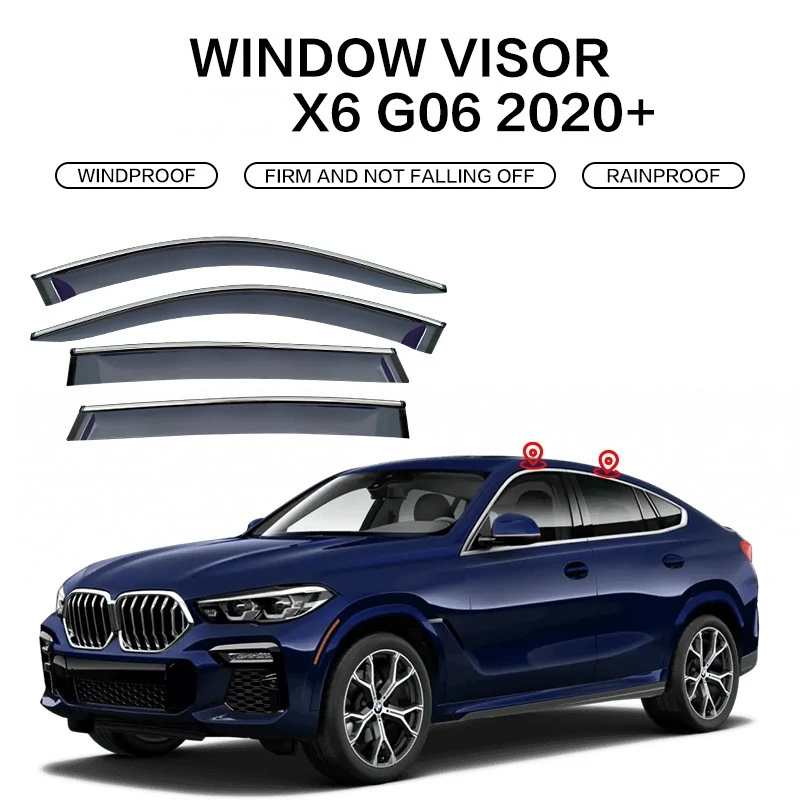Оконные козырьки для автомобиля BMW X6 E71 F16 G06, пластиковые, наружные, защита от солнца и дождя, комплект из 4 штук.