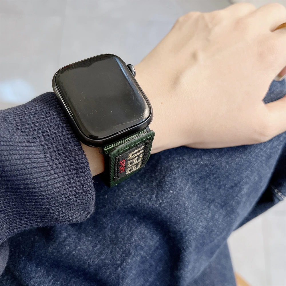 Nylon Watchband For Apple Watch 6 5 4 3 2 Series 44 40mm SE Bracelet Correa For iWatch 7 41 45mm Sport Breathable Strap 38 42mm