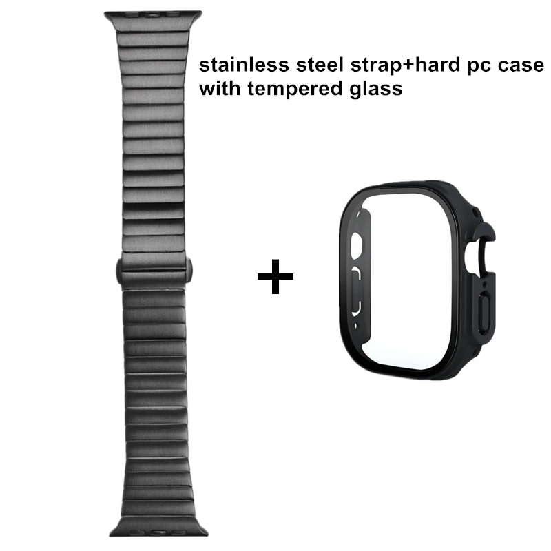 Case+Stainless Steel Strap For Apple Watch Ultra Band 49mm 44mm 40mm 45mm 41mm 42mm 38mm 45mm Bracelet IWatch Series 8 7 6 3 Se